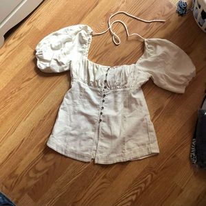 FREE PEOPLE  XS CREAM PEASANT BLOUSE